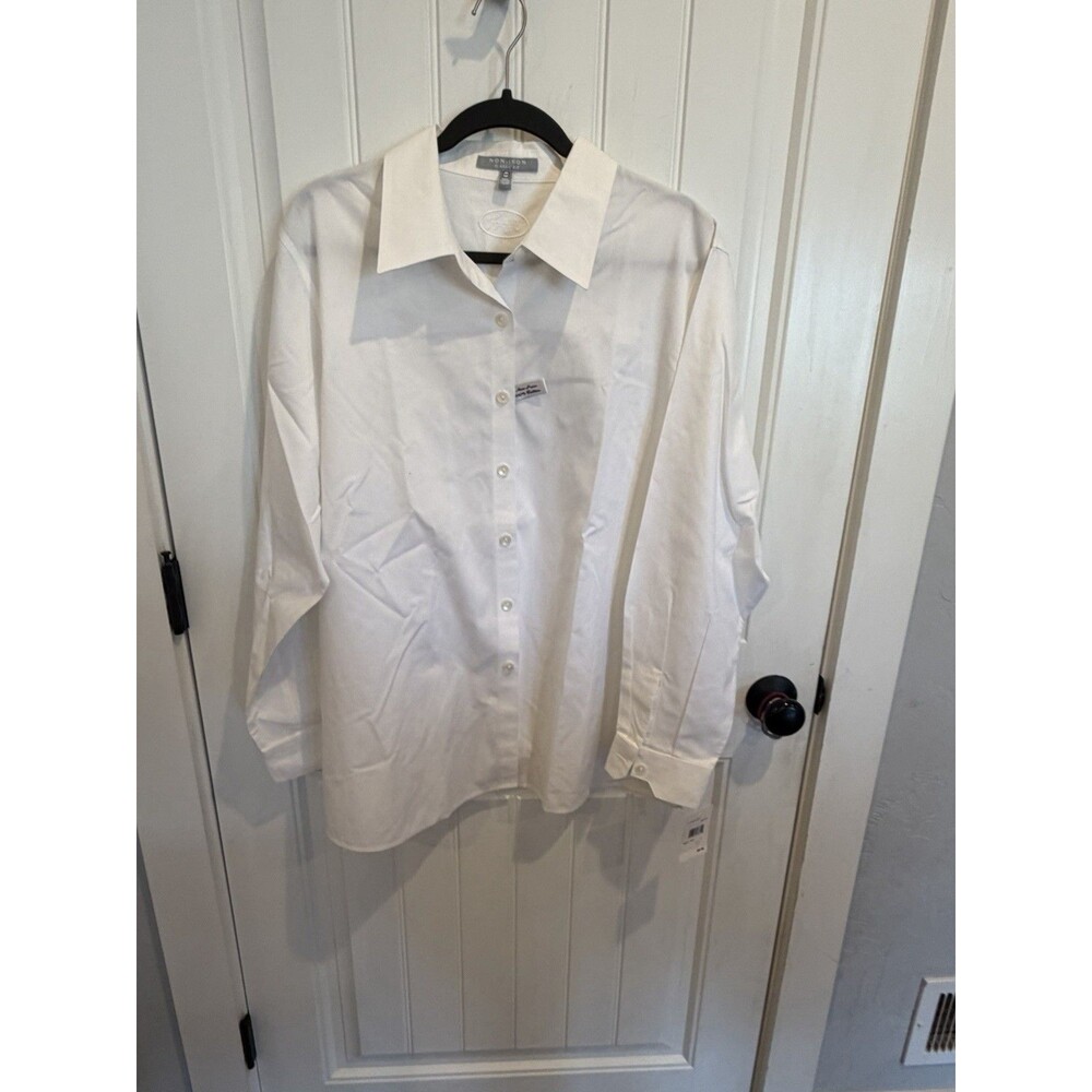 Foxcroft Women's 16W White Non Iron Button Down Shirt Classic Fit 100% Cotton